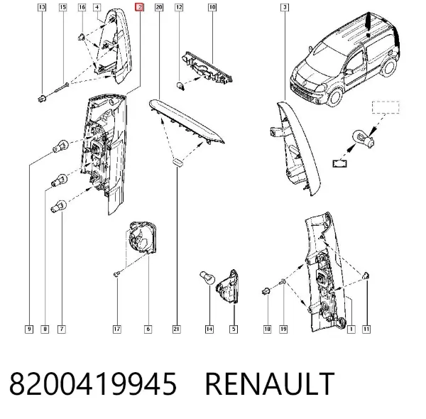 Lampa zespolona tylna prawa 8200419945 Renault (RVI)