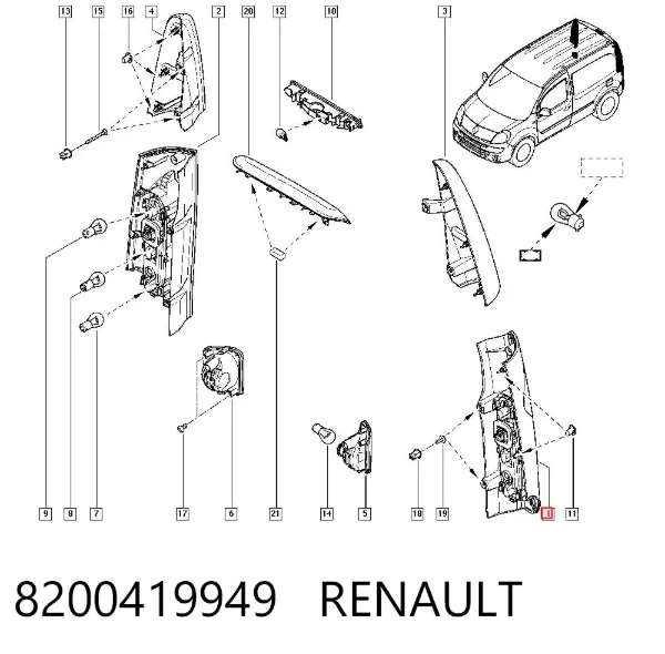 Lampa zespolona tylna lewa 8200419949 Renault (RVI)