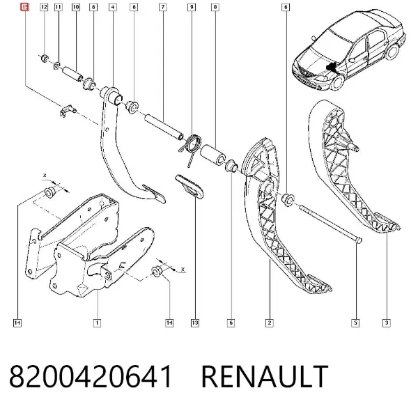 Zamek pedału hamulca 8200420641 Renault (RVI)
