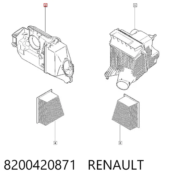 Obudowa filtra powietrza 8200420871 Renault (RVI)