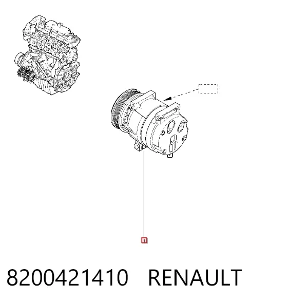 Sprężarka klimatyzacji 8200421410 Renault (RVI)