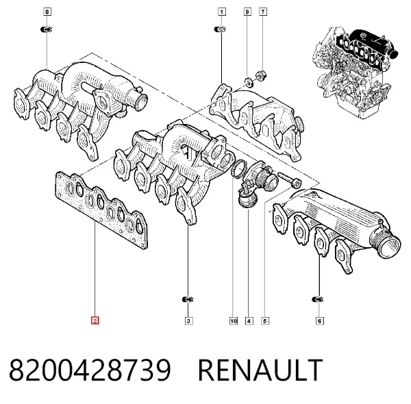 Uszczelka kolektora ssącego 8200428739 Renault (RVI)