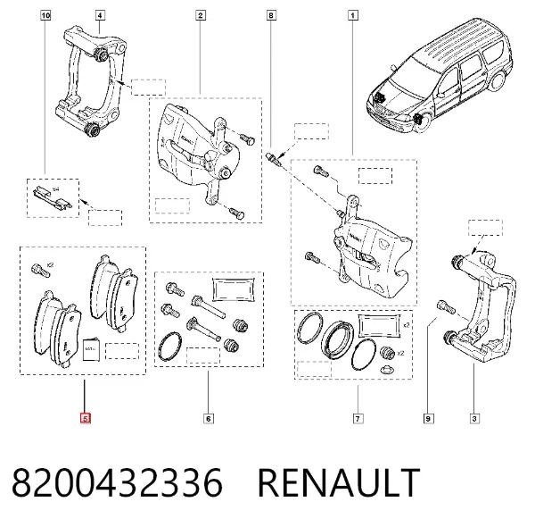 Klocki hamulcowe przednie tarczowe 8200432336 Renault (RVI)