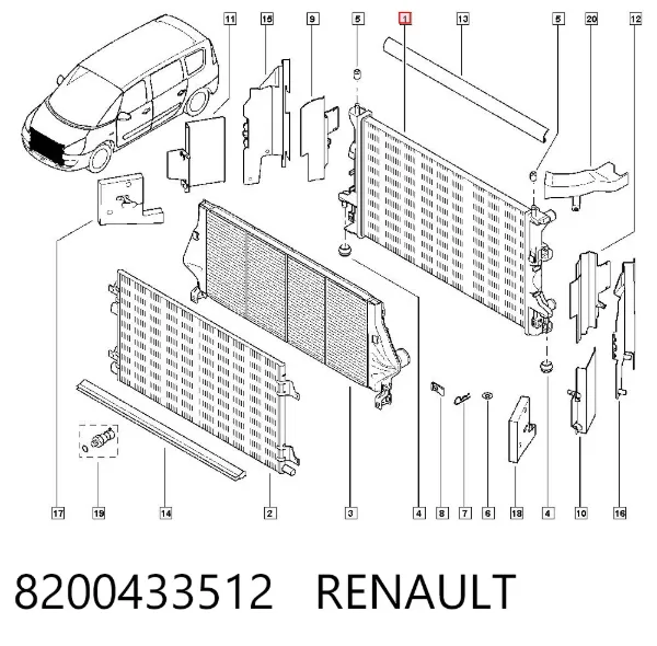 Chłodnica silnika 8200433512 Renault (RVI)
