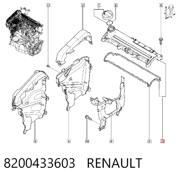 Pokrywa zaworowa 8200433603 Renault (RVI)