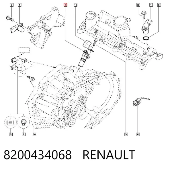 Czujnik położenia wału korbowego 8200434068 Renault (RVI)