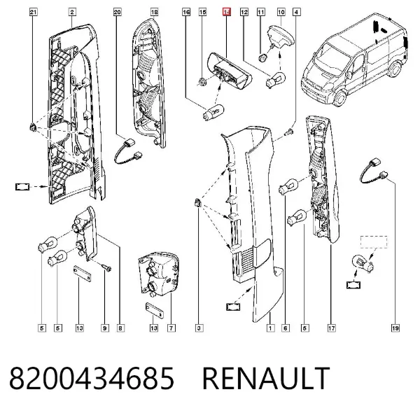 Lampa oświetlenia tylnej tablicy rejestracyjnej 8200434685 Renault (RVI)