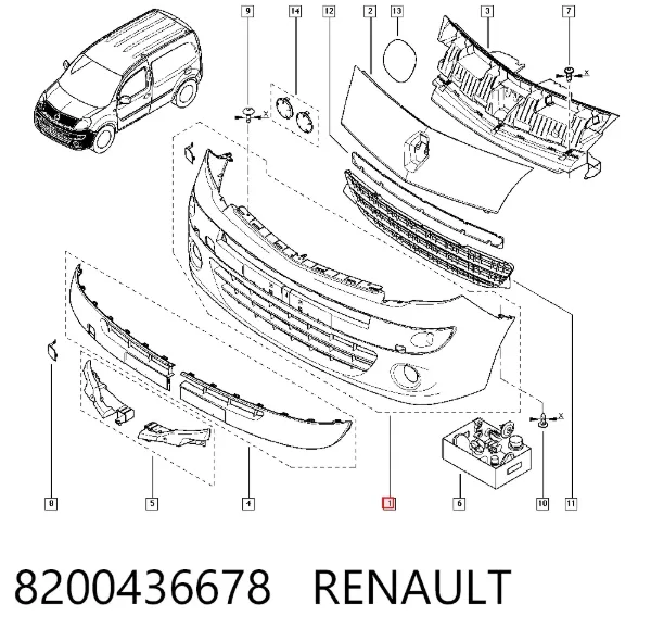 Zderzak przedni 8200436678 Renault (RVI)