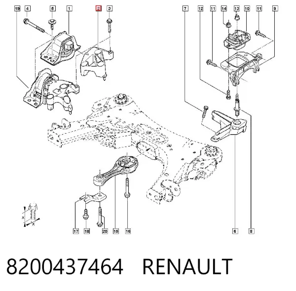 Poduszka (podpora) silnika prawa 8200437464 Renault (RVI)