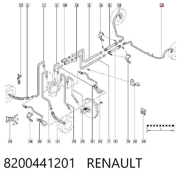 Rurka hamulcowa tylna lewa 8200441201 Renault (RVI)