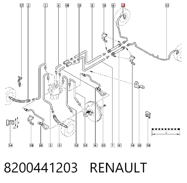 Rurka hamulcowa tylna prawa 8200441203 Renault (RVI)