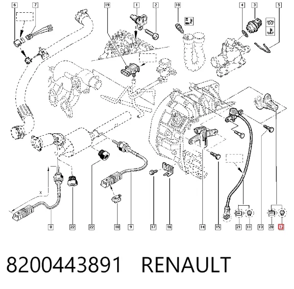 Czujnik położenia wału korbowego 8200443891 Renault (RVI)