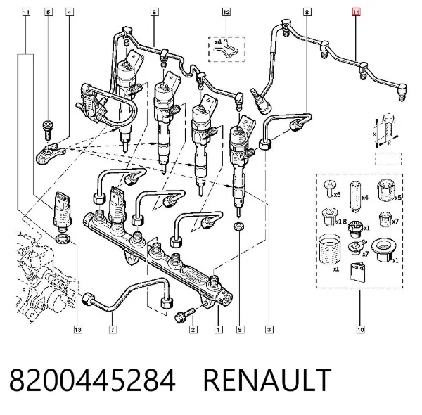 Rurka paliwa, zwrotna od wtryskiwaczy 8200445284 Renault (RVI)