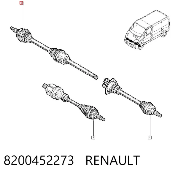 Półoś napędowa przednia prawa 8200452273 Renault (RVI)
