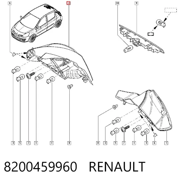 Lampa zespolona tylna prawa 8200459960 Renault (RVI)