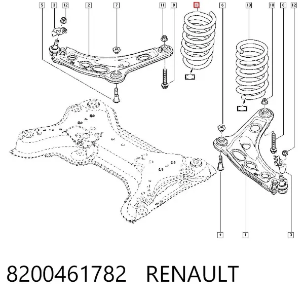 Sprężyna przednia 8200461782 Renault (RVI)