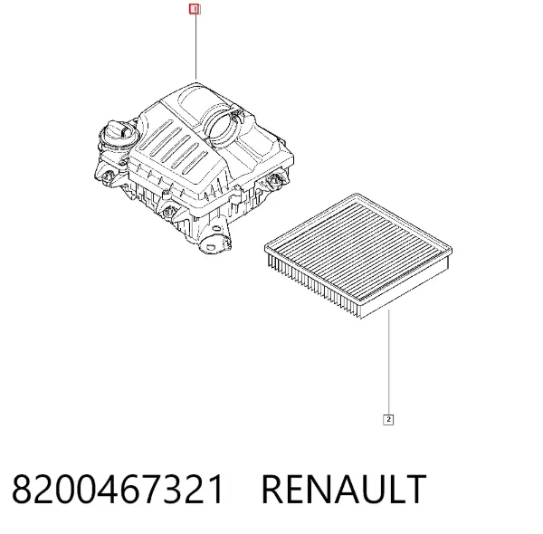 Obudowa filtra powietrza 8200467321 Renault (RVI)