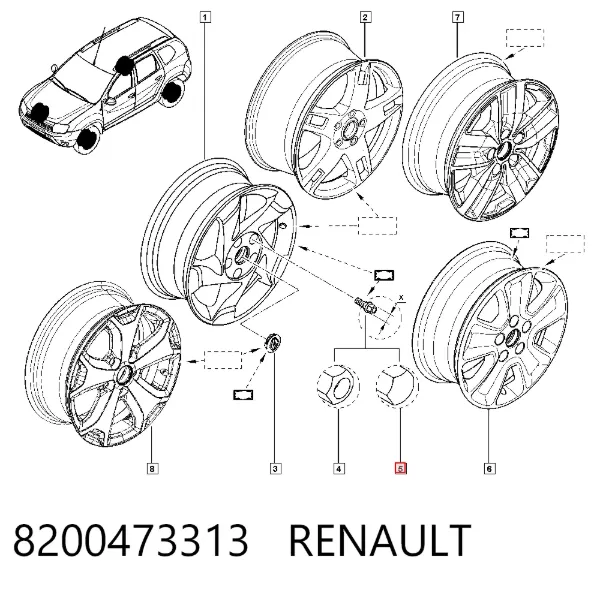 Śruba koła 8200473313 Renault (RVI)