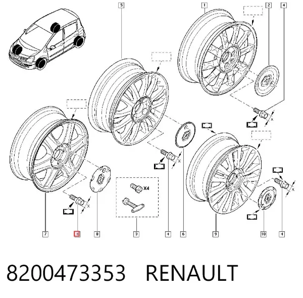 Śruba koła 8200473353 Renault (RVI)