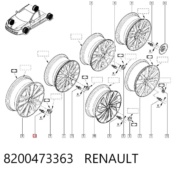 Śruba koła 8200473363 Renault (RVI)
