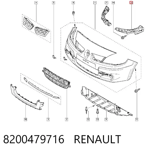 Wspornik zderzaka przedniego lewy 8200479716 Renault (RVI)