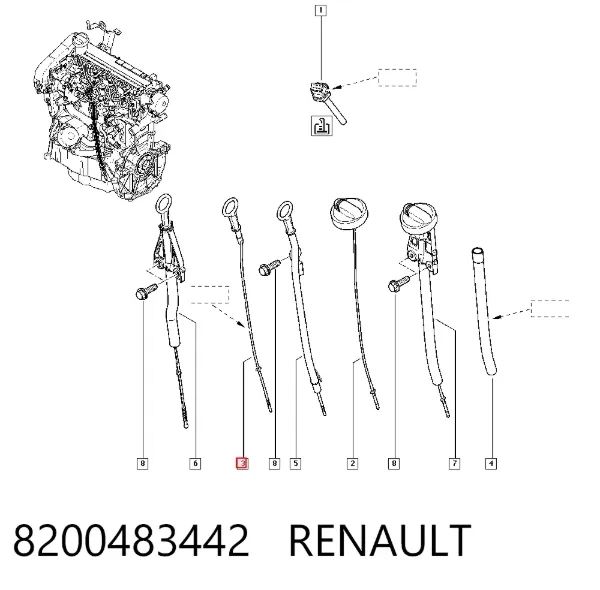 Bagnet poziomu oleju w silniku 8200483442 Renault (RVI)