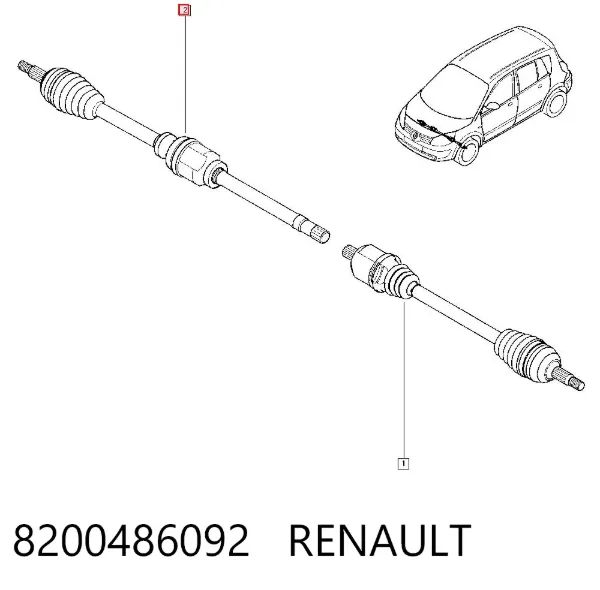 Półoś napędowa przednia prawa 8200486092 Renault (RVI)