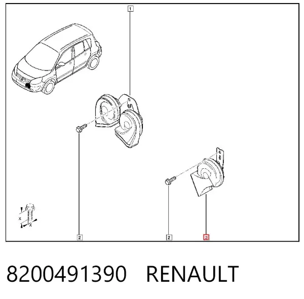 Sygnał dźwiękowy (klakson) 8200491390 Renault (RVI)