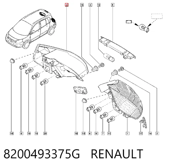 Lampa zespolona tylna prawa 8200493375G Renault (RVI)
