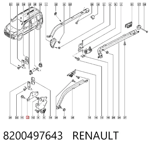 Rolka drzwi bocznych (przesuwnych), zestaw naprawczy 8200497643 Renault (RVI)
