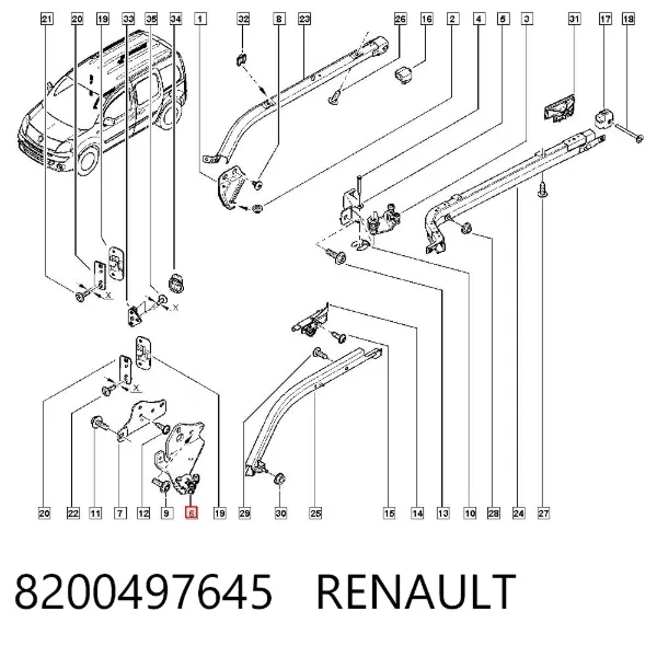 Rolka drzwi bocznych (przesuwnych) prawa dolna 8200497645 Renault (RVI)