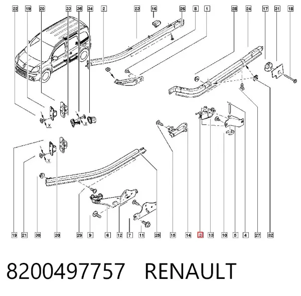 Rolka drzwi bocznych (przesuwnych) prawa środkowa 8200497757 Renault (RVI)