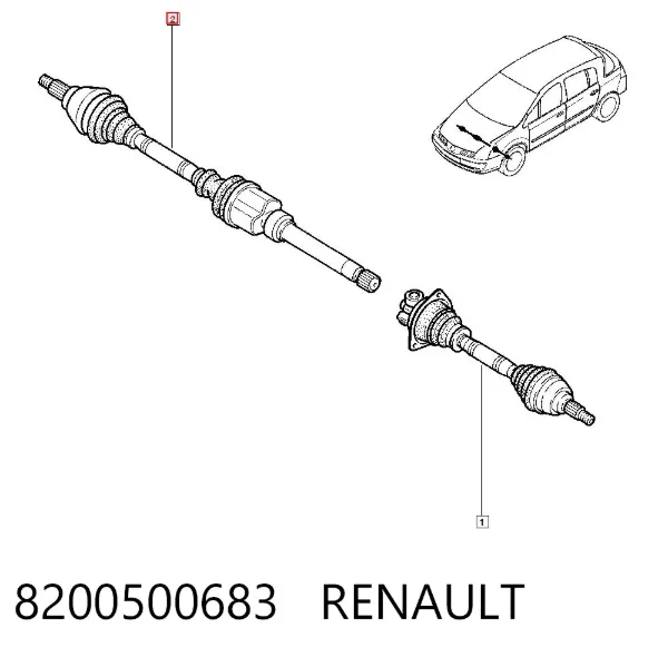 Półoś napędowa przednia prawa 8200500683 Renault (RVI)
