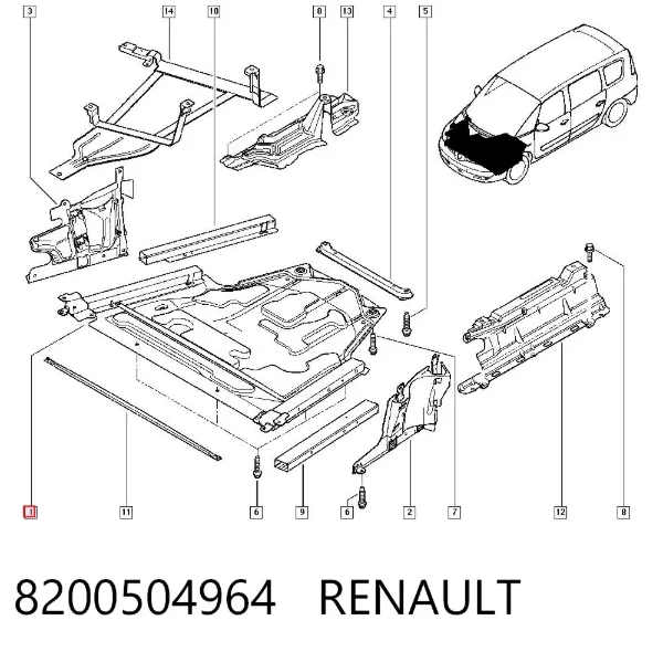 Osłona silnika, miski (przedziału silnika) 8200504964 Renault (RVI)