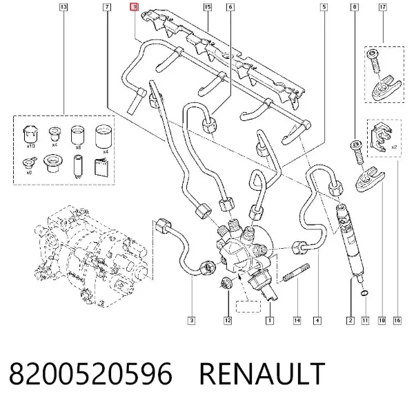 Rurka paliwa, zwrotna od wtryskiwaczy 8200520596 Renault (RVI)