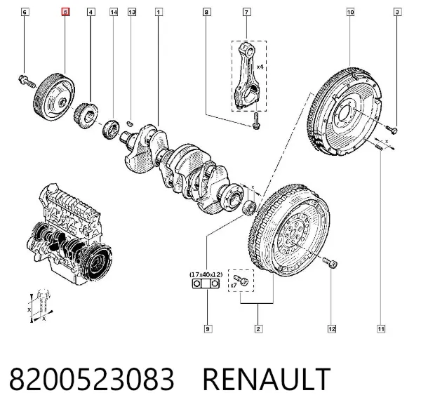 Koło pasowe wału korbowego 8200523083 Renault (RVI)