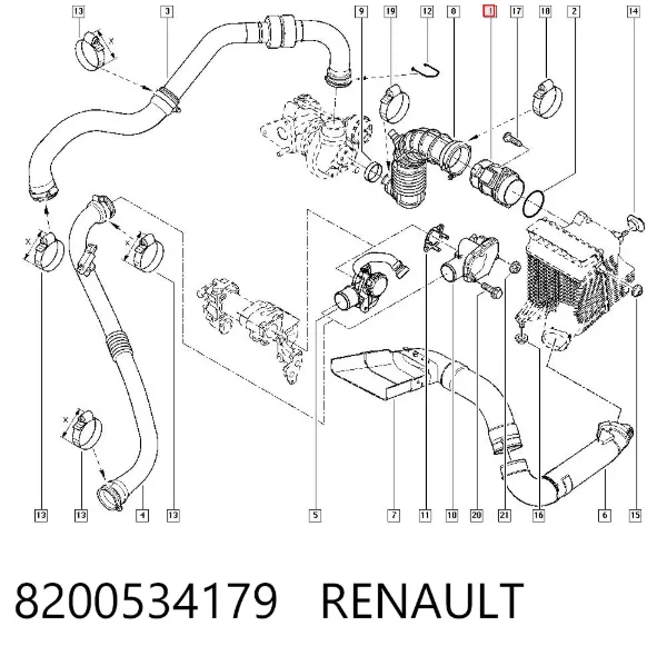 Czujnik przepływu powietrza, przepływomierz powietrza M.A.F. 8200534179 Renault (RVI)