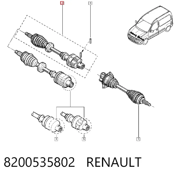 Półoś napędowa przednia prawa 8200535802 Renault (RVI)