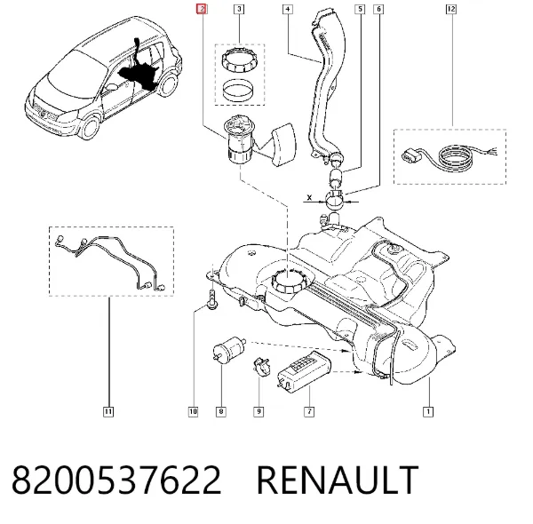 Moduł pompy paliwowej z czujnikiem poziomu paliwa 8200537622 Renault (RVI)