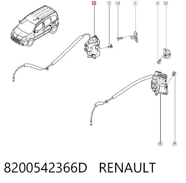Zamek drzwi bocznych przesuwnych 8200542366D Renault (RVI)
