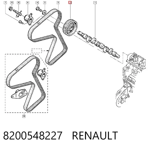 Koło zębatewalcowe wałka rozrządu silnika 8200548227 Renault (RVI)