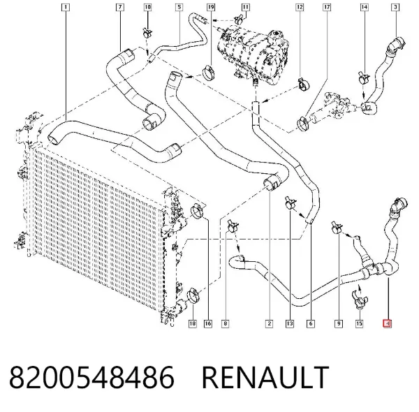 Przewód (króciec) układu chłodzenia 8200548486 Renault (RVI)