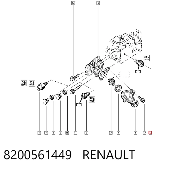 Czujnik temperatury płynu chłodzącego 8200561449 Renault (RVI)