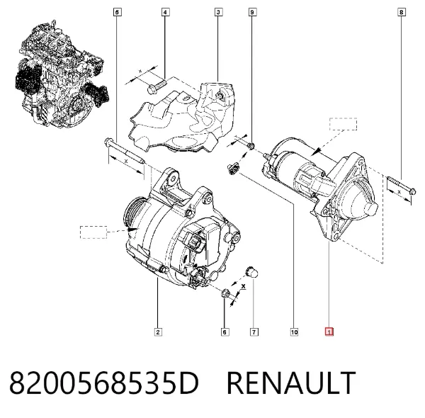 Rozrusznik 8200568535D Renault (RVI)