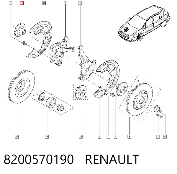 Piasta przednia 8200570190 Renault (RVI)