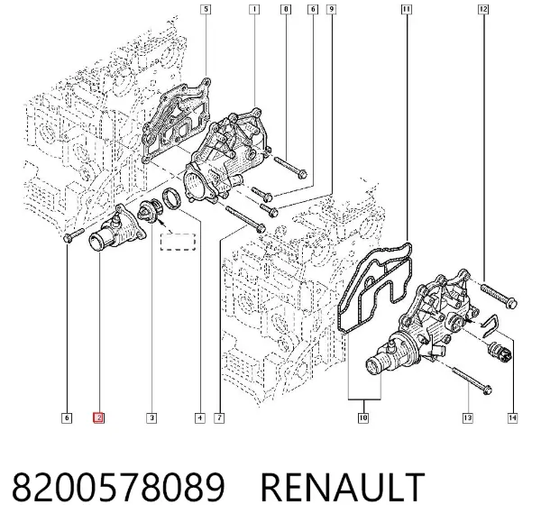Pokrywa termostatu 8200578089 Renault (RVI)