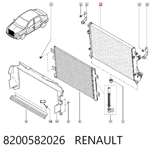 Chłodnica silnika 8200582026 Renault (RVI)