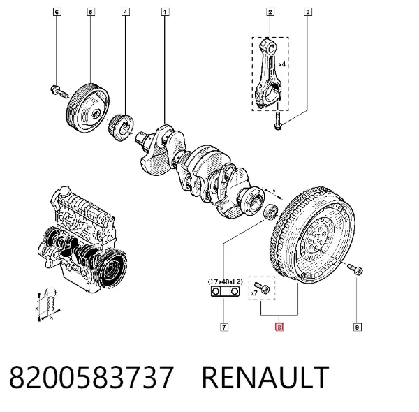 Koło zamachowe silnika 8200583737 Renault (RVI)