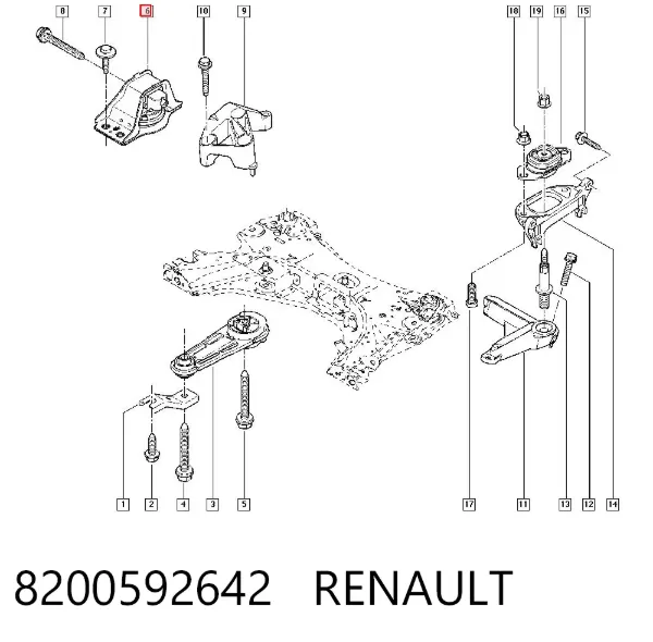 Poduszka (podpora) silnika prawa 8200592642 Renault (RVI)