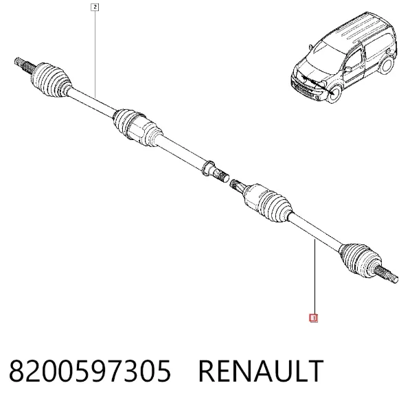 Półoś napędowa przednia lewa 8200597305 Renault (RVI)